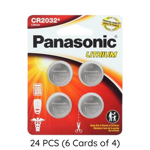 Panasonic CR2032 3 volt lithium coin cell batteries, 24-pack