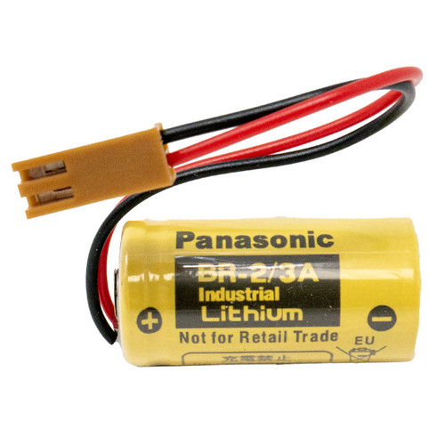 Panasonic BR-2/3A industrial lithium battery with brown plug