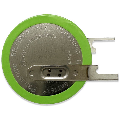 Panasonic BR2330A/VAN 3V lithium coin cell battery with 2 pin tabs