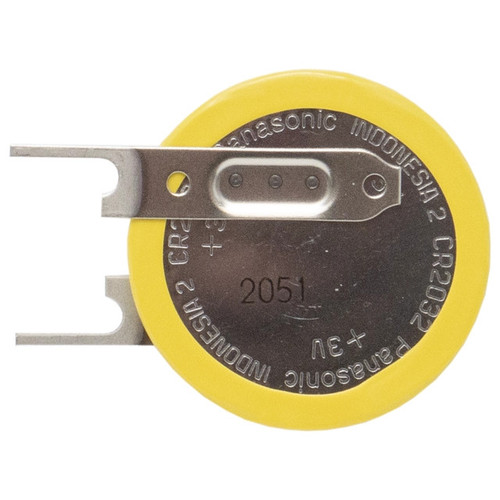 Panasonic CR-2032/VCN coin cell battery showing 2-pin termination