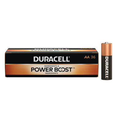 Duracell Power Boost MN1500 AA batteries stacked side by side
