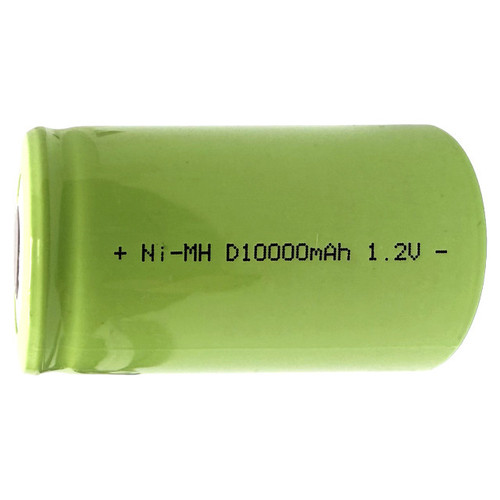 Power Portable D 10000 NiMH battery shown with product dimensions