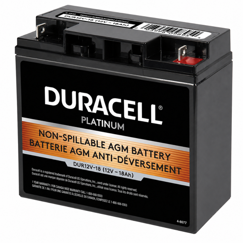 Top terminals of Duracell DUR12V-18 AGM Battery close up