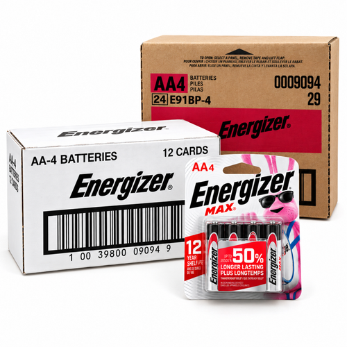 AA Energizer MAX E91BP-4 (4 Card) Alkaline Batteries (Box of 96 Batteries)