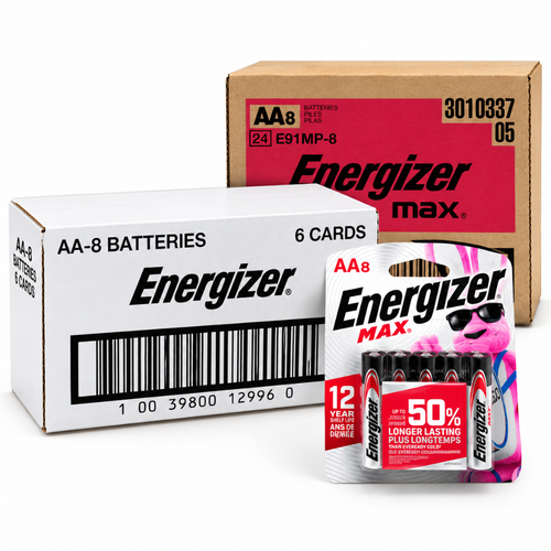 AA Energizer MAX E91MP-8 (8 Card) Alkaline Batteries (Box of 192 Batteries)