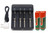 4-Slot Li-ion Charger + 4 x 18650 3.6V Li-Ion Button Top Batteries (2300 mAh)