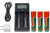 2-slot fast battery charger with three 18650 Li-Ion batteries