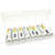 Eight EBL HR6 AA NiMH batteries laid out neatly