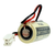 Top closeup of FDK CR17335SE battery terminals and white plug