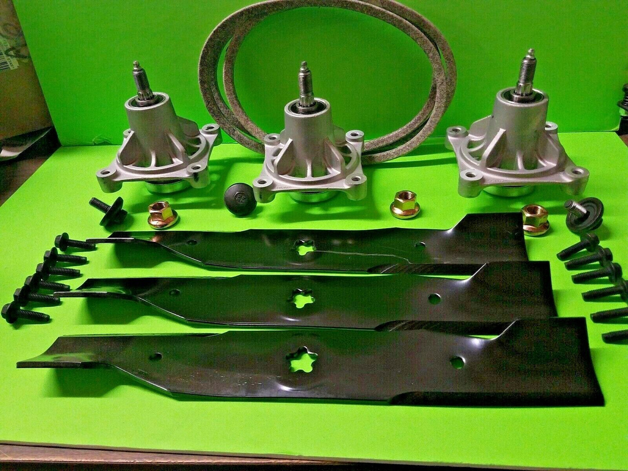 Deck Kit: High Lift Blades, Spindles, and Belt for Husqvarna LSZ 5422 5424 Zero Turn 54 Inch