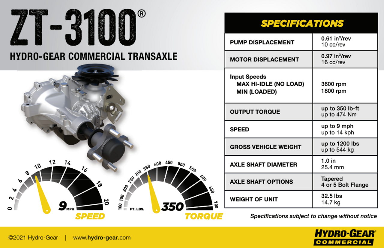 Hydro Gear ZL-GPEB-SCLB-2GLX | ZL-GPEB-3CLB-2GLX Hydrostatic Transmission ZT-3100 | Free Shipping - LawnmowerPartsWorld.com