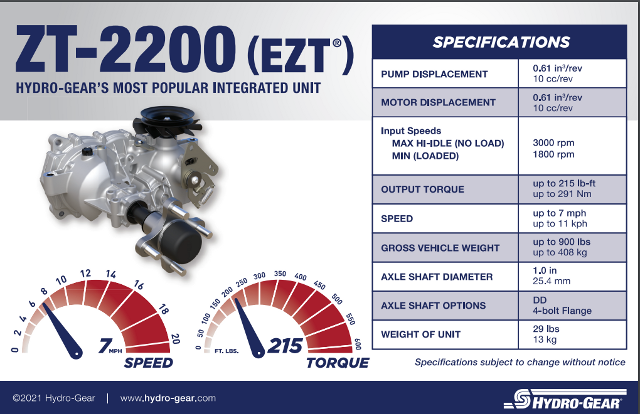 Hydro Gear ZD-AUBB-3D5A-3PPX Hydrostatic Transmission ZT-2200 EZT | Free Shipping - LawnmowerPartsWorld.com
