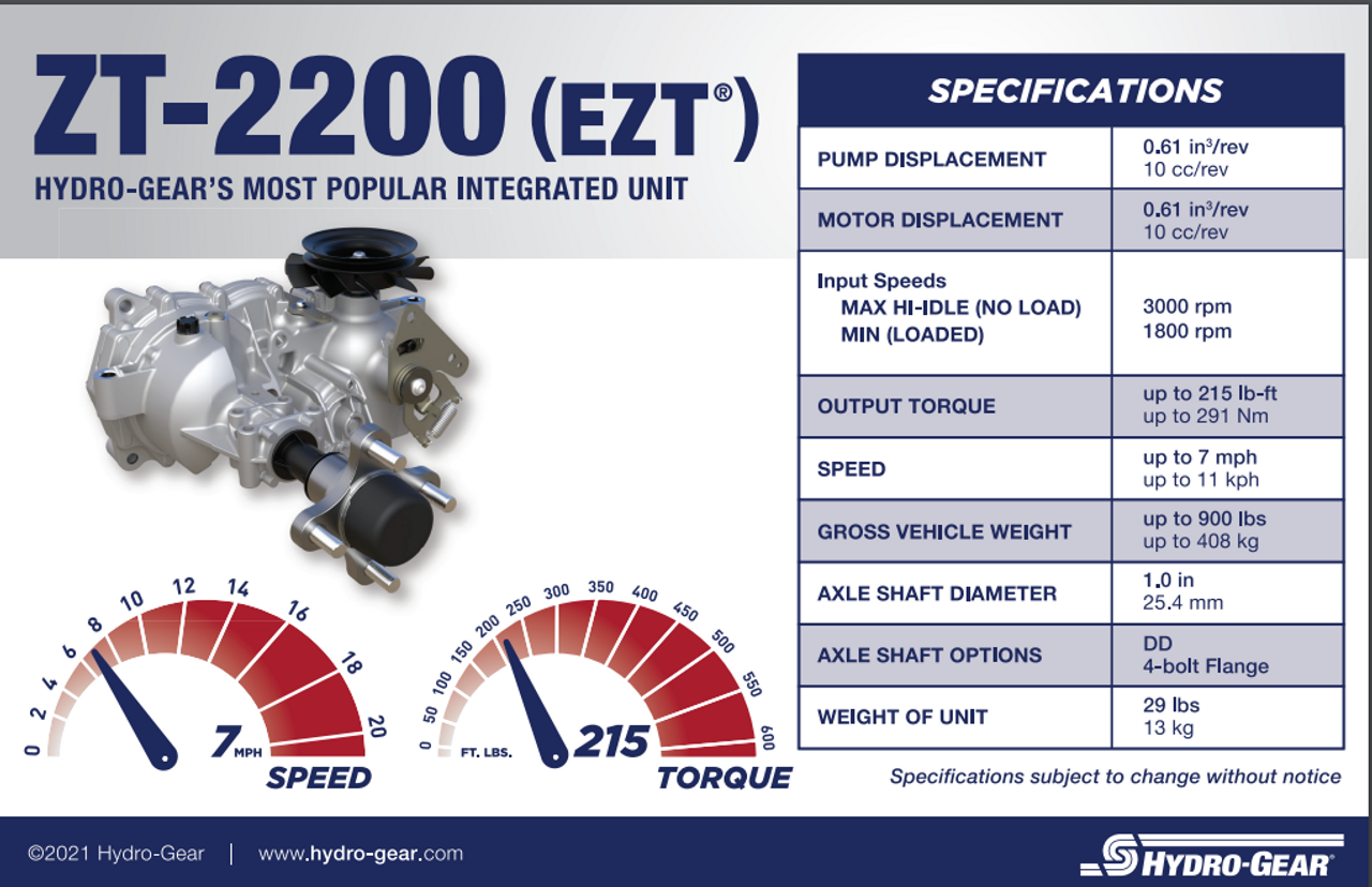 Hydro Gear ZC-DUBB-3DKC-1PPX Hydrostatic Transmission ZT-2200 EZT | Free Shipping - LawnmowerPartsWorld.com