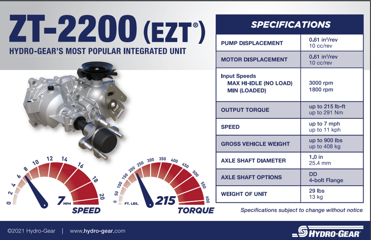 Hydro Gear ZC-AMBB-4DDB-3PPX Hydrostatic Transmission ZT-2200 EZT | Free Shipping - LawnmowerPartsWorld.com