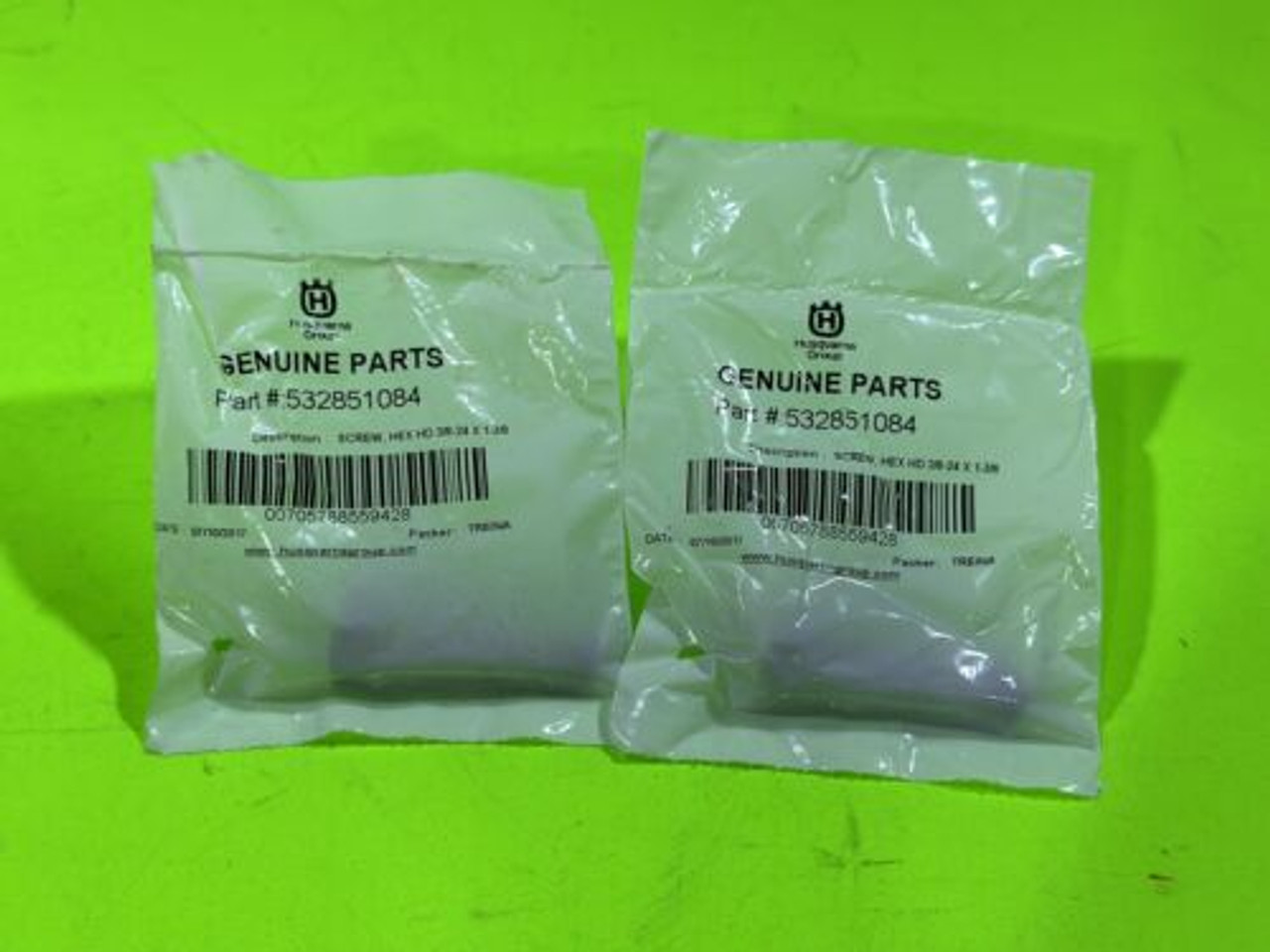 2-Pack Genuine OEM Husqvarna 851084, 532851084 Hex Head Screw 3/8-24 X 1-3/8