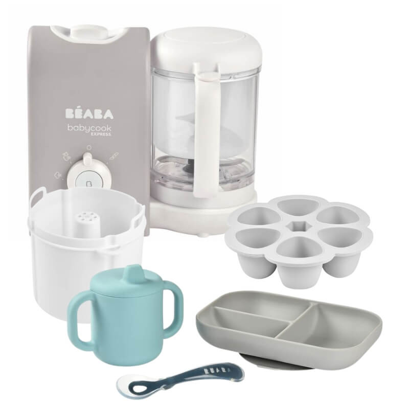 Beaba Babycook Express Weaning Bundle - Grey With Blue Set : InHealth.ie