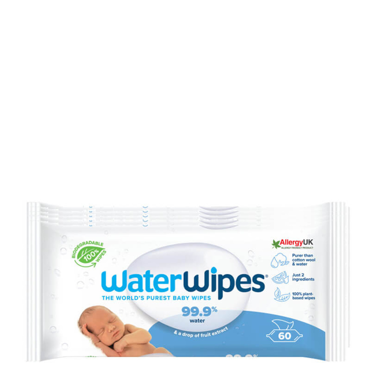 Toallitas húmedas biodegradables WaterWipes, paquete de 60 x 12