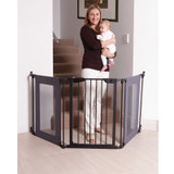 Dreambaby Denver Adapta Gate - Black Metal with Grey Mesh Panels live