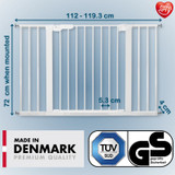 BabyDan Premier Pressure Indicator Gate, White (112cm - 119.3cm) 6