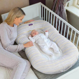  Clevamama Mum2Me Maternity Pillow & Baby Pod - Grey / Yellow Stripes Live 2