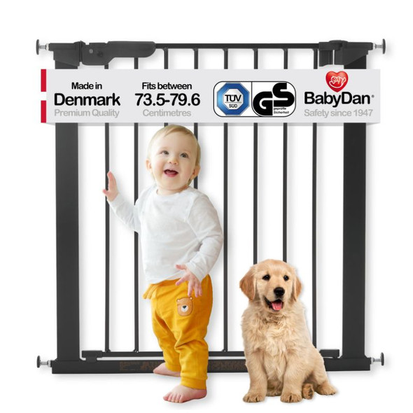 Babydan Premier True Pressure Fit Safety Gate - Black (73.5 - 79.6cm; Max 119.3) 2