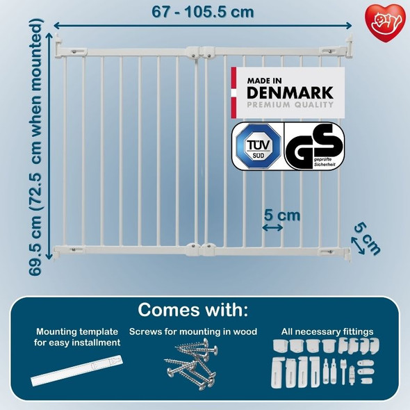 BabyDan Flexi Fit Metal Stair Gate - White (67-105.5 cm) 3