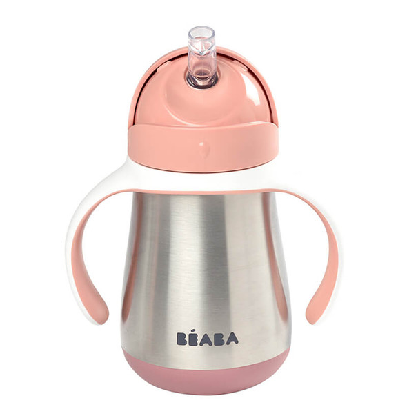 Beaba vaso con pajita de acero inoxidable 250ml - rosa viejo 