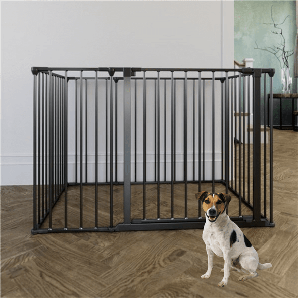 DogSpace Max Recinto per cani multi espandibile rettangolare con cancello, nero (70x102 cm) live