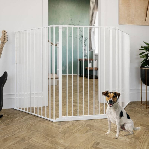 DogSpace Rocky L Extra Tall Multi Expandable Dog Gate, White (90-221cm) live