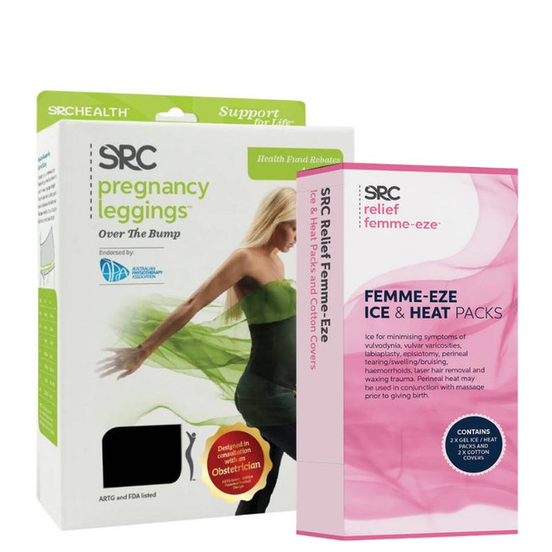 SRC Pregnancy Leggings Over the Bump + Femme Eze Heat & Ice Pack