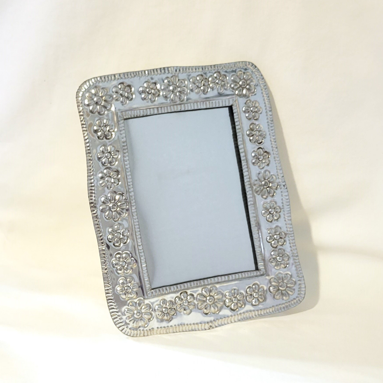 Tin Plate Picture Frame with Flowers from Mexico The Silk Road Fair