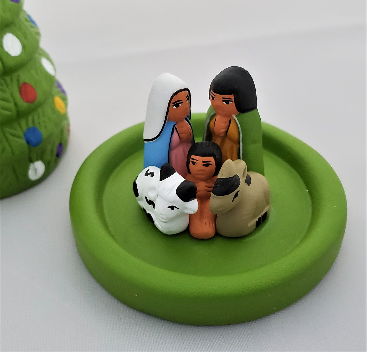 Hand Painted Ceramic Mini Nativity In Tree The Silk Road Fair