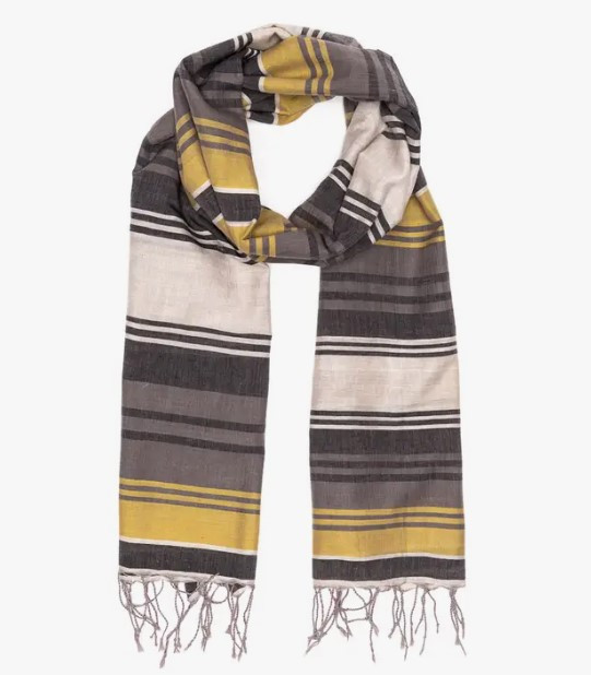 Gold and Grey Organic Cotton Scarf from India The Silk Road Fair