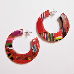 Fair trade dyed eco-resin large hoop earrings from Colombia