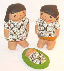 Fair Trade Hand Painted 3 Pc Ceramic Shipibo Nativity from Peru