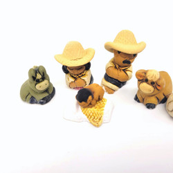 Hand Painted Ceramic Cowboy Mini Nativity