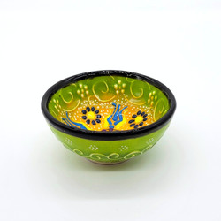 Fair trade relief style hand painted ceramic mini trinket dish bowl from Turkey