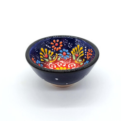 Fair trade relief style hand painted ceramic mini trinket dish bowl from Turkey