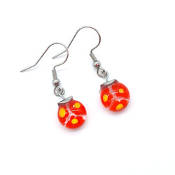 Fair trade hypoallergenic millefiori glass dangle earrings from Chile