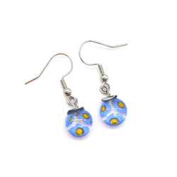 Fair trade hypoallergenic millefiori glass dangle earrings from Chile