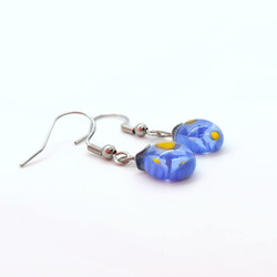 Fair trade hypoallergenic millefiori glass dangle earrings from Chile