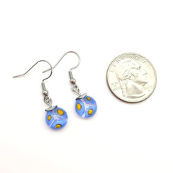 Fair trade hypoallergenic millefiori glass dangle earrings from Chile