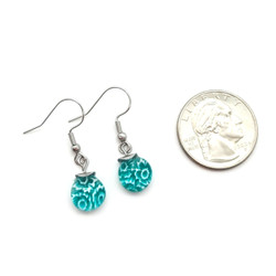 Fair trade hypoallergenic millefiori glass dangle earrings from Chile