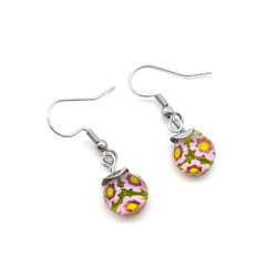 Fair trade hypoallergenic millefiori glass dangle earrings from Chile