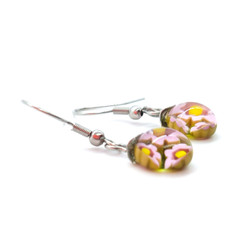 Fair trade hypoallergenic millefiori glass dangle earrings from Chile