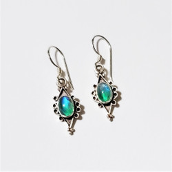 Fair trade green moonstone and sterling silver earrings from Nepal
