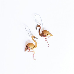 Fair trade copper and sterling flamingo earrings from Mexico