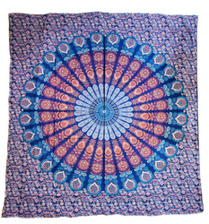 Fair trade hand painted cotton mandala tapestry from India