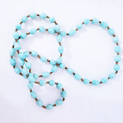 Fair trade rolled paper bead necklace from Uganda