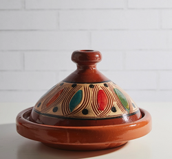 Fair trade glazed traditional cooking tagine for two from Morocco